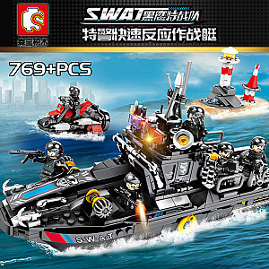 SEMBO 102447 Black Hawk Special Forces: SWAT Rapid Response Combat Boat Military