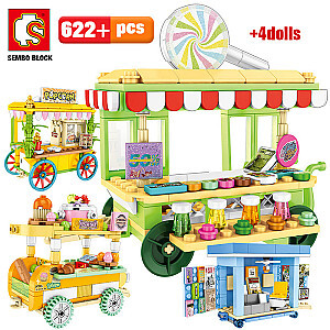 SEMBO 601109-12 Ideas Pastry House Hot Dog Car  Construction Food Store City street