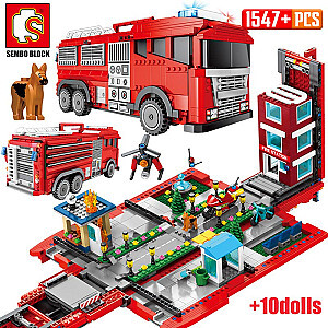SEMBO 603063 Red miniature city fire truck Technic
