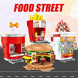 SEMBO 601055-58 Friends Hamburgers Ice Cream Shop Truck Food Store Bricks House City street scene