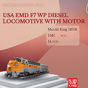 MOULD KING 12018 Technician USA EMD F7 WP Diesel Locomotive With Motor