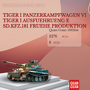 QUANGUAN 100244 Military Tiger I Panzerkampfwagen VI Tiger I Ausfuehrueng E Sd.Kfz.181 Fruehe Produktion