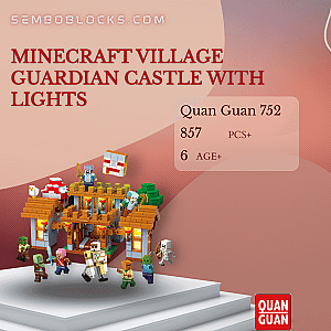 QUANGUAN 752 Creator Expert Minecraft Village Guardian Castle with Lights