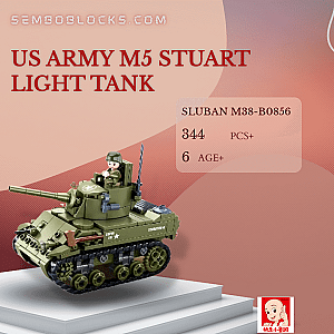 Sluban M38-B0856 Military US Army M5 Stuart Light Tank