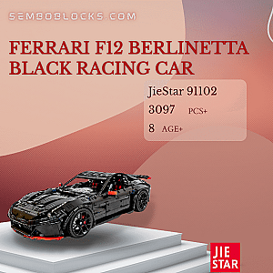 JIESTAR 91102 Technician Ferrari F12 Berlinetta Black Racing Car