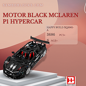 HAPPY BUILD XQ1001-A Technician Motor Black McLaren P1 Hypercar
