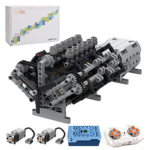 MOC Factory 43833 Technician V12 Engine with Gearbox Mk2 Sci-fi Engine