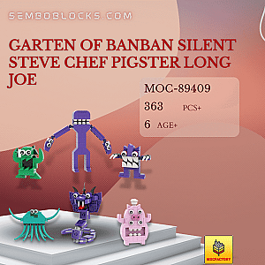 MOC Factory 89409 Movies and Games Garten of Banban Silent Steve Chef Pigster Long Joe