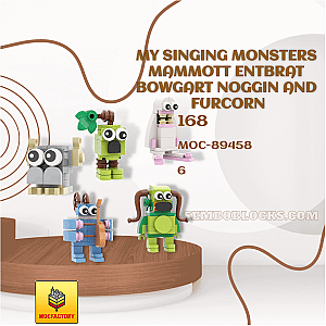 MOC Factory 89458 Creator Expert My Singing Monsters Mammott Entbrat Bowgart Noggin and Furcorn