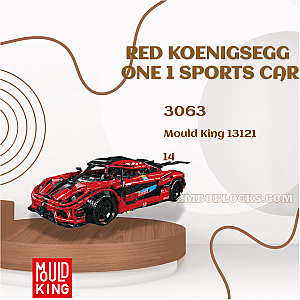 MOULD KING 13121 Technician Red Koenigsegg One 1 Sports Car