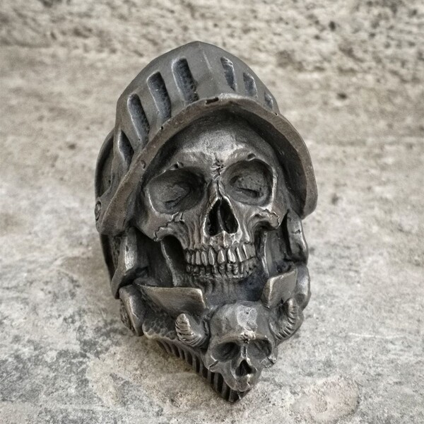 Eyhimd Black Death Knight Skull Ring Cool Mens Punk Fine Detail Stainless Steel Ring Gothic Biker - Skull Outfit
