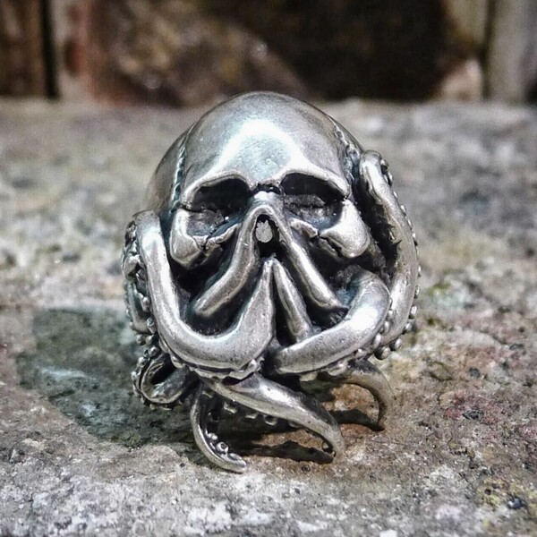 Eyhimd Goth Octopus Skull Ring Punk 316L Stainless Steel Seaman Rings Men Biker Jewelry Gift For 1 - Skull Outfit
