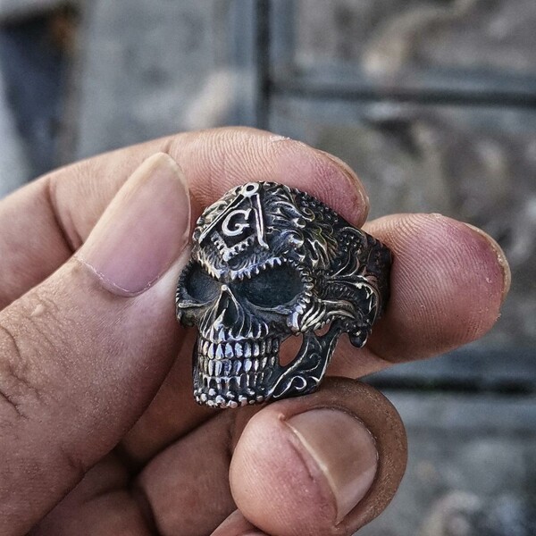 Eyhimd Heavy Metal Silver Color Free Mason Biker Skull Rings Men Punk Stainless Steel Ring Masonic - Skull Outfit