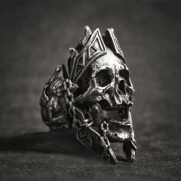 Eyhimd Unique Gods Of War Ares Skull Rings Punk Rock Warrior 316L Stainless Steel Ring Mens - Skull Outfit