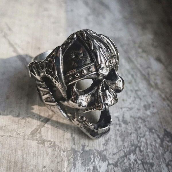 Eyhimd Vintage Men S Viking Skull Stainless Steel Biker Ring Celtics Ax Warrior Berserker Symbol Norse - Skull Outfit