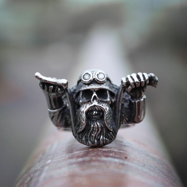 Mens Unique Punk Rock Wild Motor Motorcycle Skull Rings Fashion Party Stainless Steel Biker Jewelry - Skull Outfit