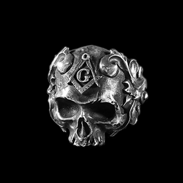 Retro Free Mason Skull Ring Mens 316L Stainless Steel Masons Vine Skull Rings Freemasons Party Biker - Skull Outfit