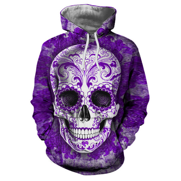 Sugar Skull Hoodies Men Sweatshirts Drop Ship Printed Hoodie 3D Hooded Tracksuits Unisex Pullover 6Xl - Skull Outfit