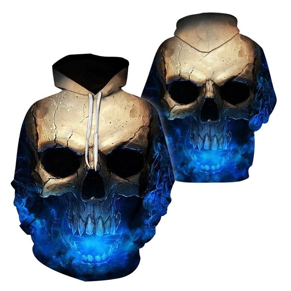 3D Effect Skull Print Pullover Hoodie Hc0602 Blue 271E703C 2330 40E7 A113 C2B10Ffb38Ca - Skull Outfit
