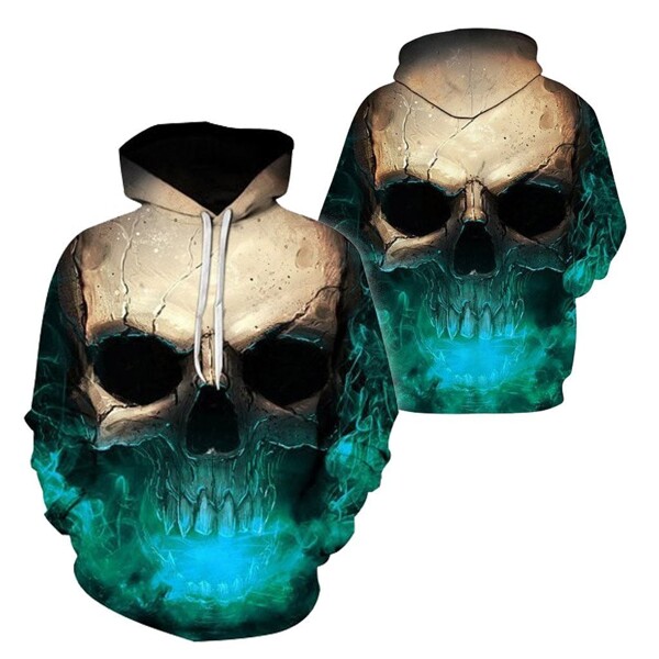 3D Effect Skull Print Pullover Hoodie Hc0602B Green Bfddf41C Dfb0 4871 B8C9 D65Bc97Db9B6 - Skull Outfit