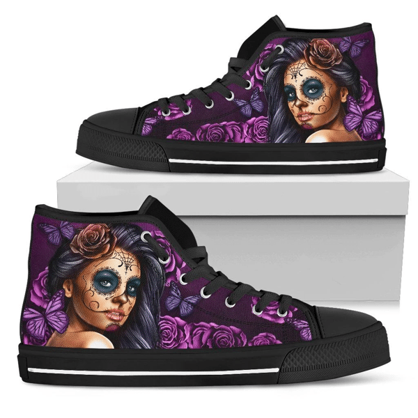 Womens High Tops Calavera Violet Pl17032004 - Skull Outfit